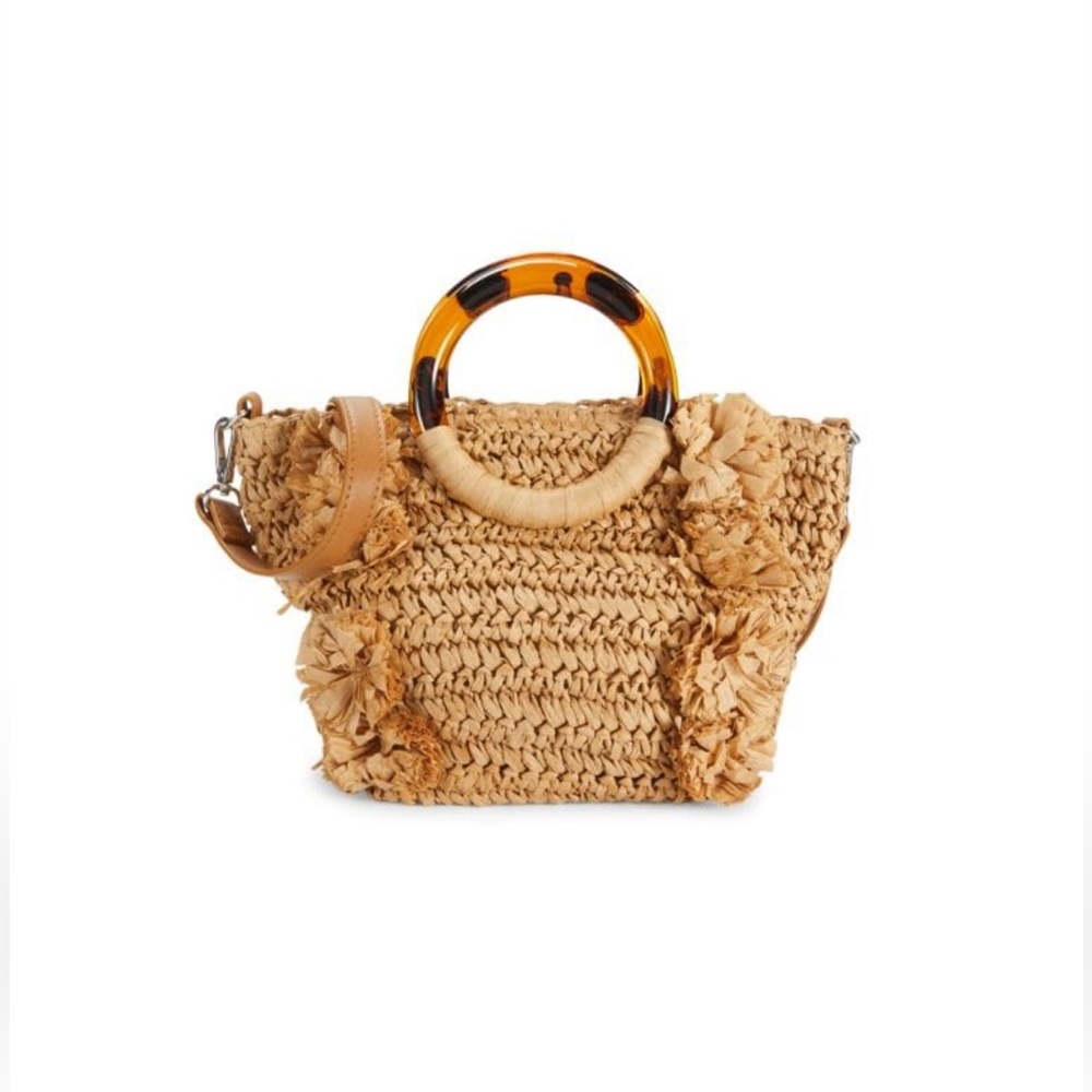 Collection 18 women’s fringe ring top handle bag in brown